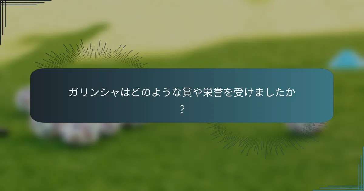 ガリンシャはどのような賞や栄誉を受けましたか？